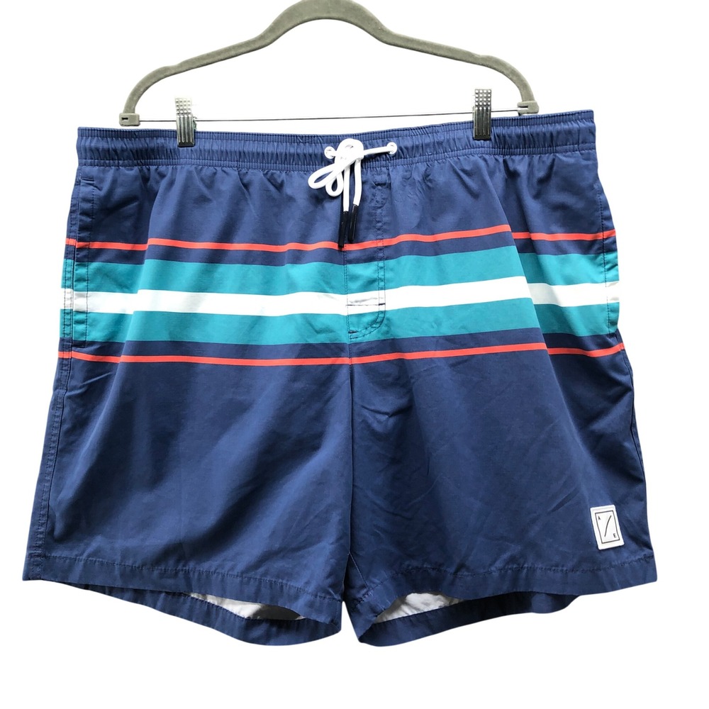 NWOT American Eagle Striped Swim Trunks Mens XXL Blue Board Shorts Beach